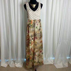 Beautiful Sheer Flowery & Croquet CRISTINA Maxi Dress, size M